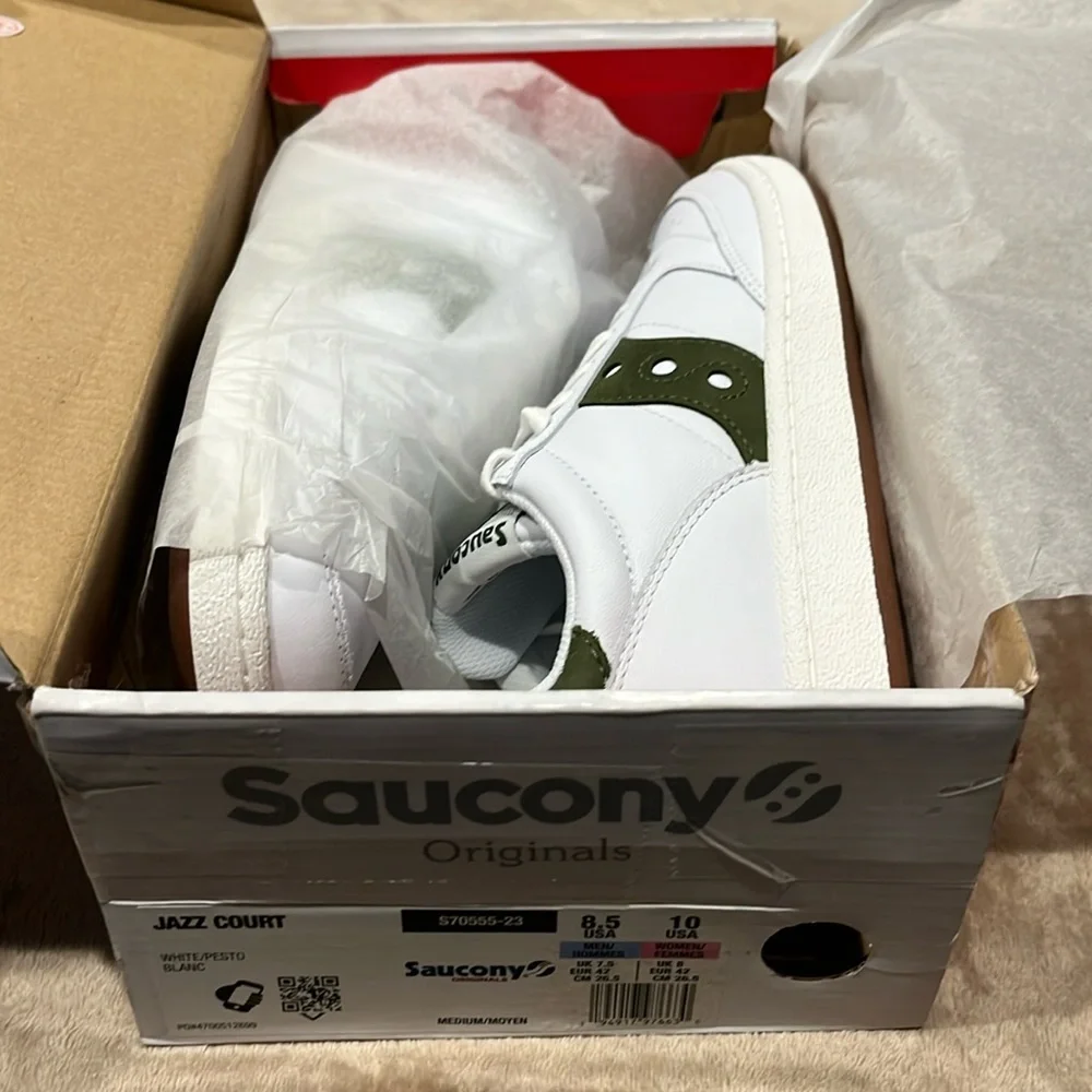 Saucony Jazz Court White Black shoes S70555-5 Size 8.5 - Picture 2 of 8